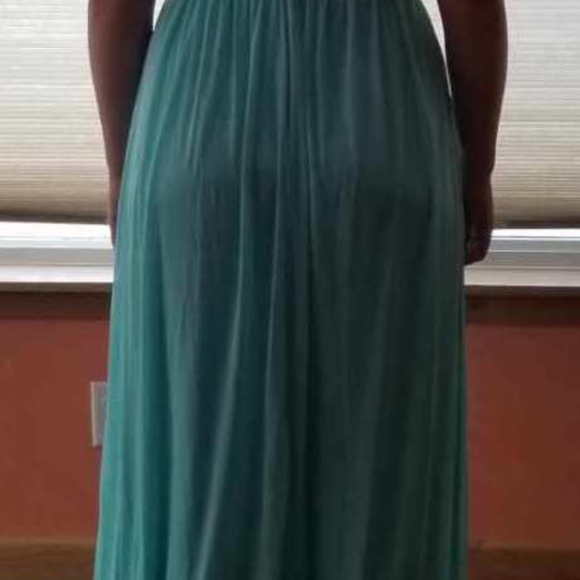 Long Mesh Dress with Illusion Neckline - Picture 5 of 5